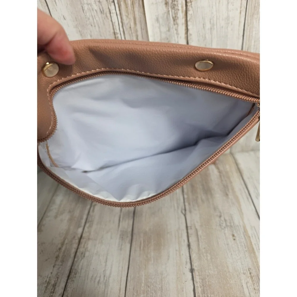 Ayla & Co Vegan Leather Diaper Bag Pouch Dusty Rose Gold Zipper Snap 10x 10